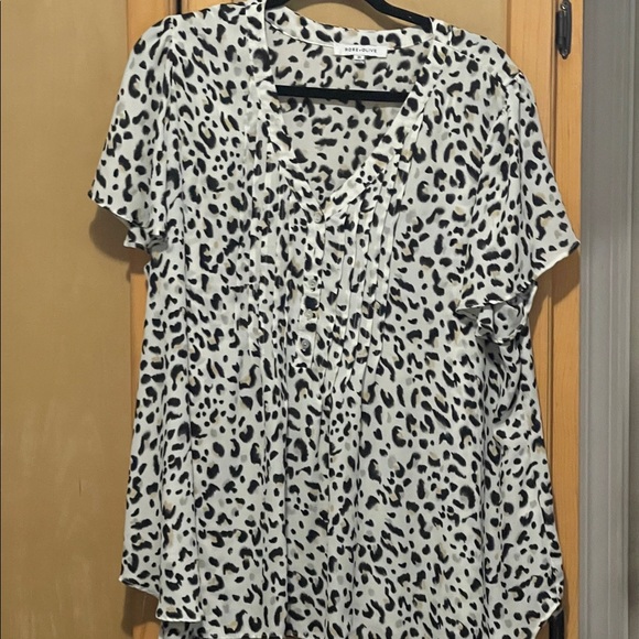 Cato Tops - Cato Black and White Animal Print Blouse